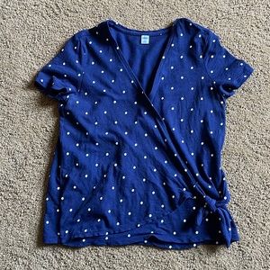 Size small, polka dot wrap shirt.